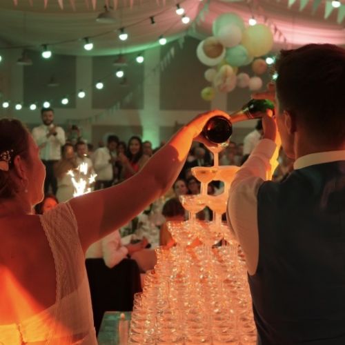 éclairage led mariage chateau